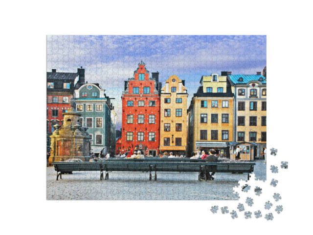 puzzle 1000 dílků „Staré město ve Stockholmu, Švédsko“