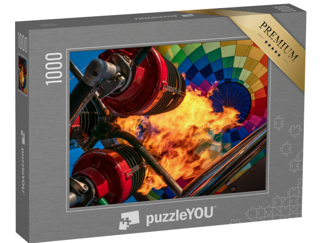 puzzle 1000 dílků „Systém plynových hořáků v akci při plnění horkovzdušného balónu“