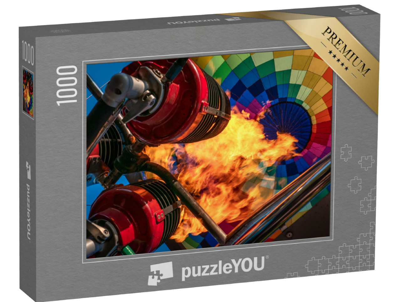 puzzle 1000 dílků „Systém plynových hořáků v akci při plnění horkovzdušného balónu“