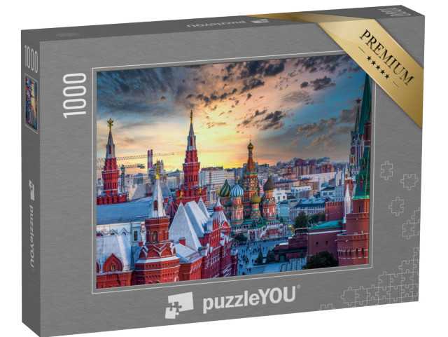puzzle 1000 dílků „Chrám Vasila Blaženého a architektura na Rudém náměstí, Moskva, Rusko“