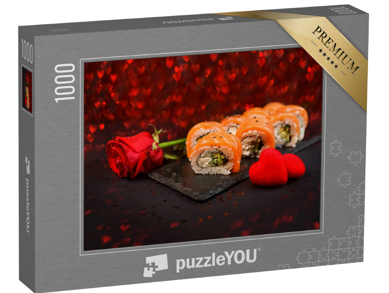 puzzle 1000 dílků „Sushi rolky na černém talíři“