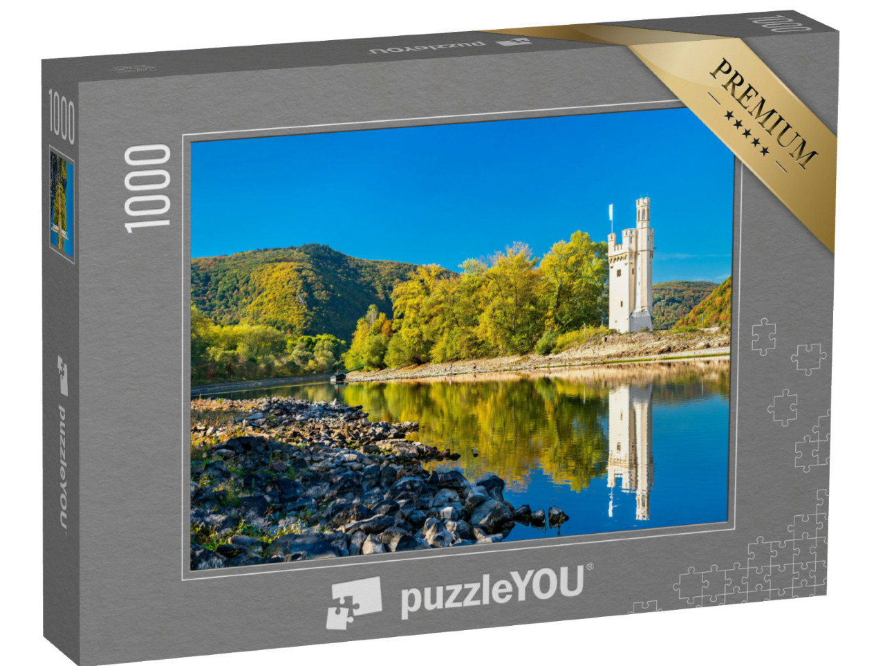 puzzle 1000 dílků „Myší věž v Bingenu v údolí horního středního Rýna, Německo“