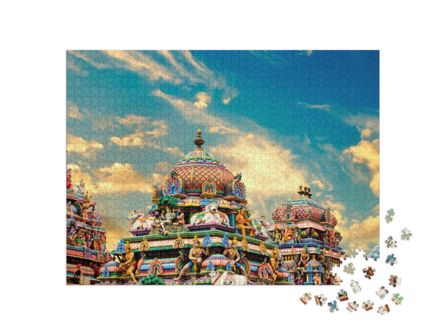 puzzle 1000 dílků „Obrázek barevné Gopura v Tamil Nadu, Indie“
