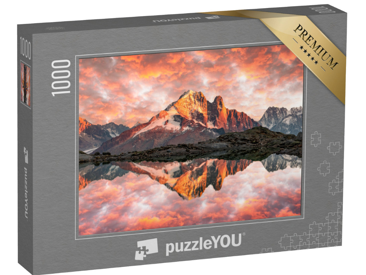 puzzle 1000 dílků „Západ slunce u jezera Lac Blanc ve francouzských Alpách“