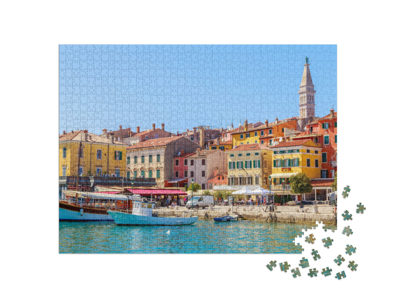 puzzle 1000 dílků „Barevná Rovinj s přístavem, Istrie, Chorvatsko“