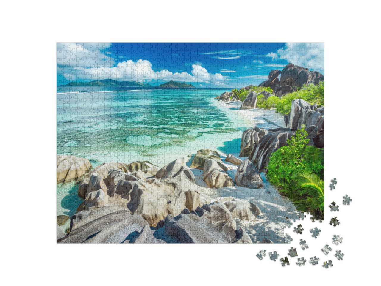 puzzle 1000 dílků „Anse Source D'Argent - nejkrásnější pláž na Seychelách“