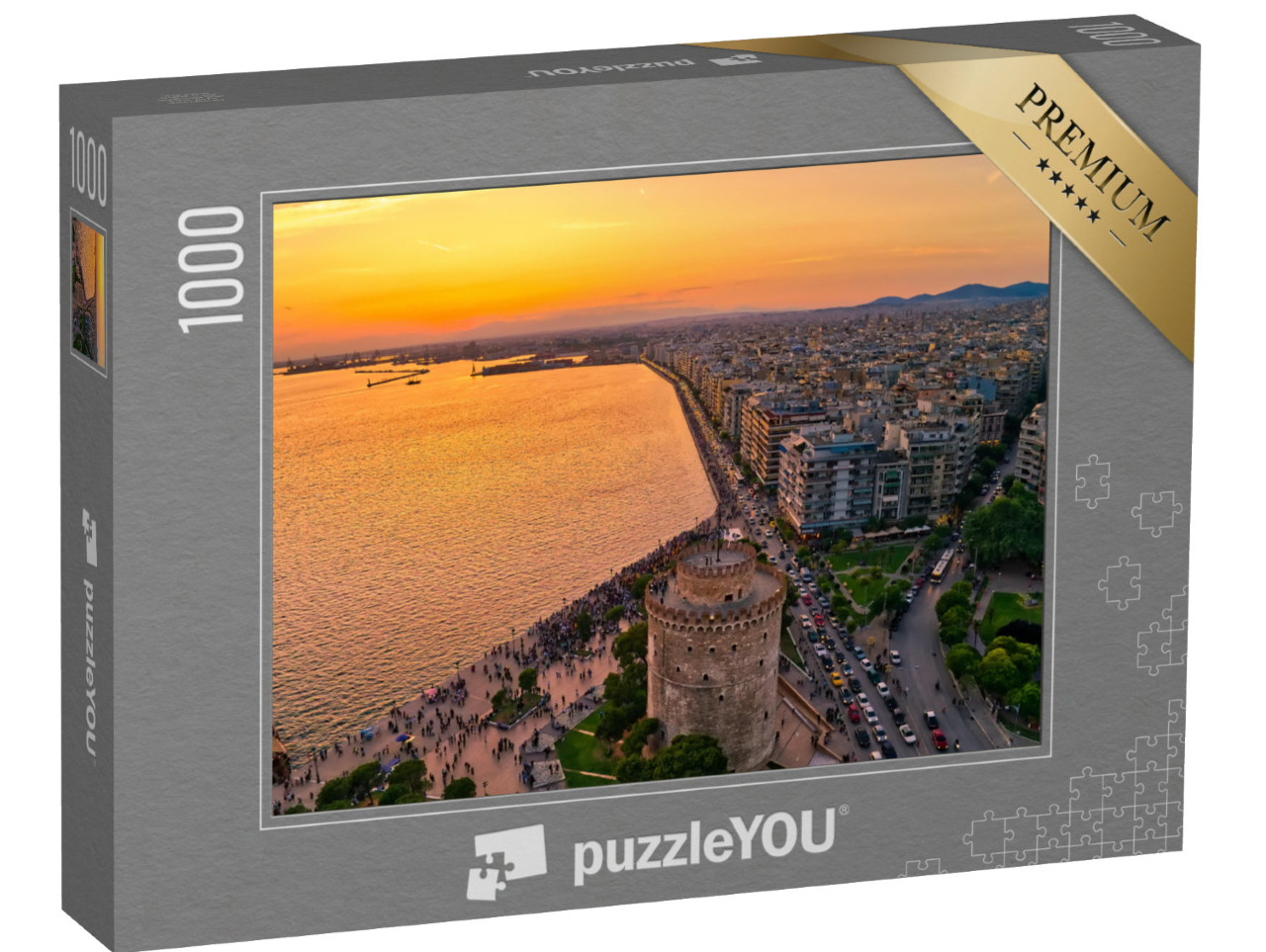 puzzle 1000 dílků „Bílá věž v Soluni při západu slunce, Řecko“