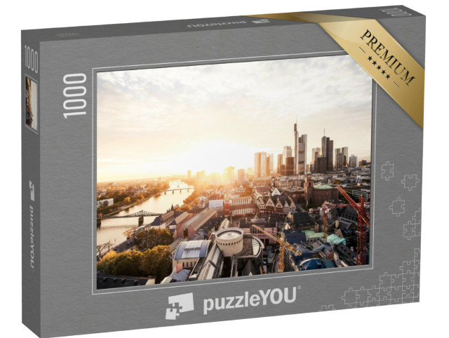 puzzle 1000 dílků „Západ slunce nad panoramatem Frankfurtu“