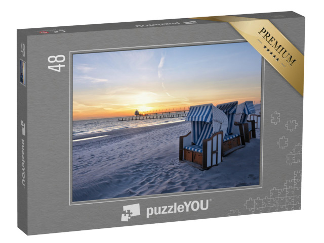 puzzle 48 dílků „Pláž v přímořském letovisku Zingst u Baltského moře“