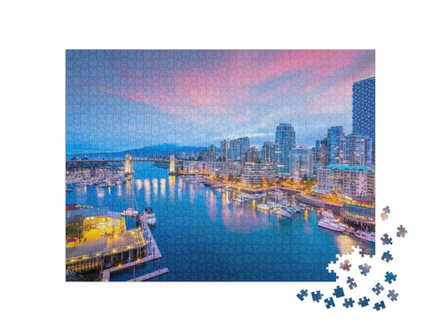 puzzle 1000 dílků „Pohled na panorama Vancouveru při západu slunce“