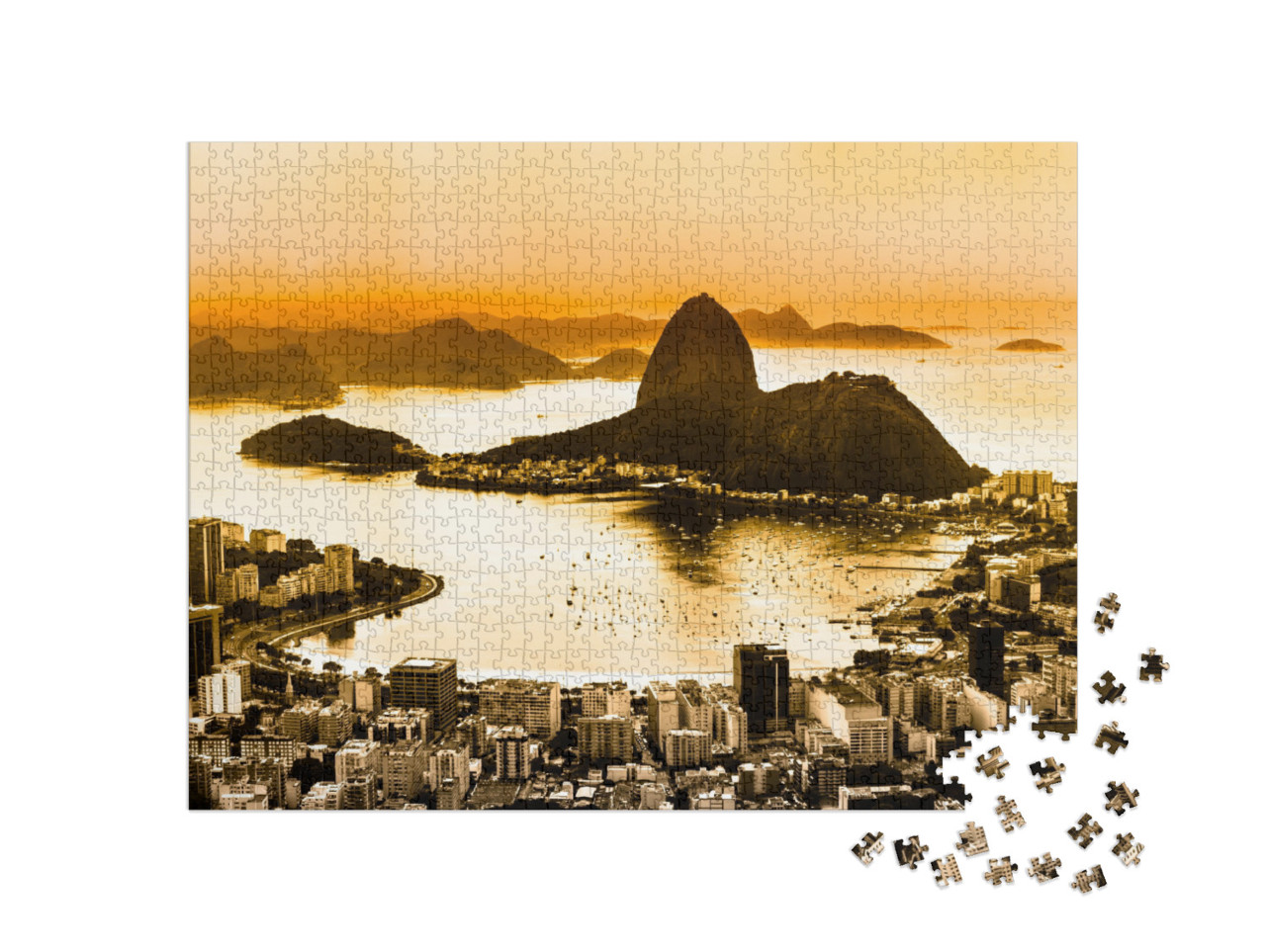 puzzle 1000 dílků „Hora Sugarloaf a pláž Botafogo v Riu de Janeiru, Brazílie“