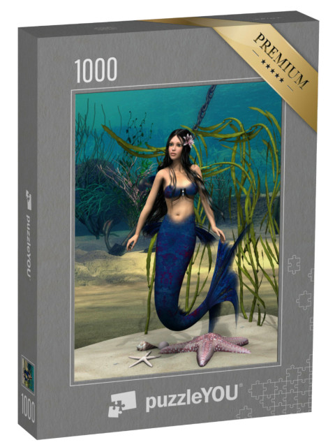 puzzle 1000 dílků „Mořská panna v modrém oceánu fantazie“
