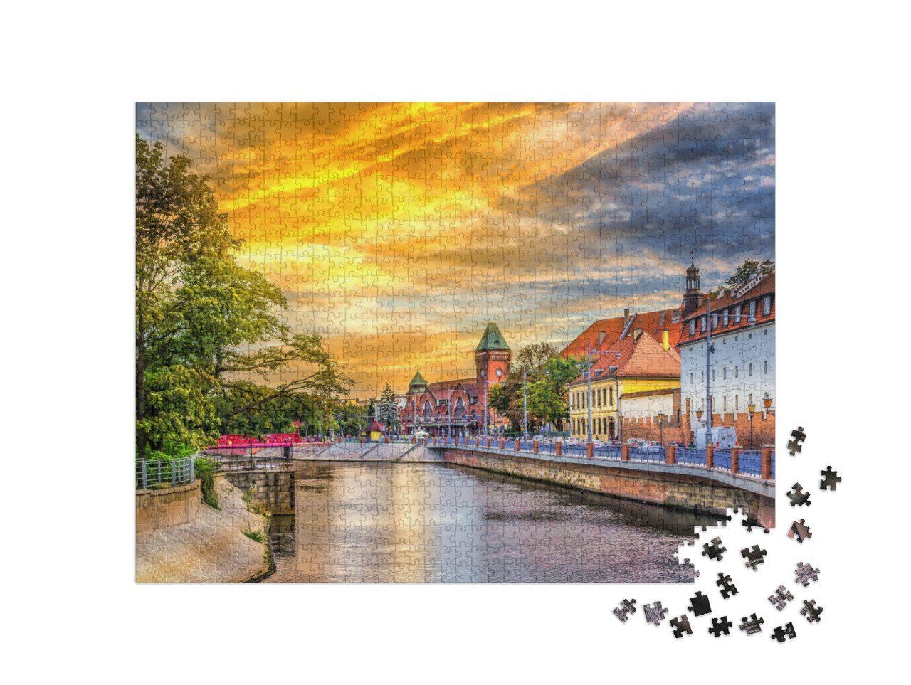 puzzle 1000 dílků „Město Wroclaw ve slunečném létě, Polsko“