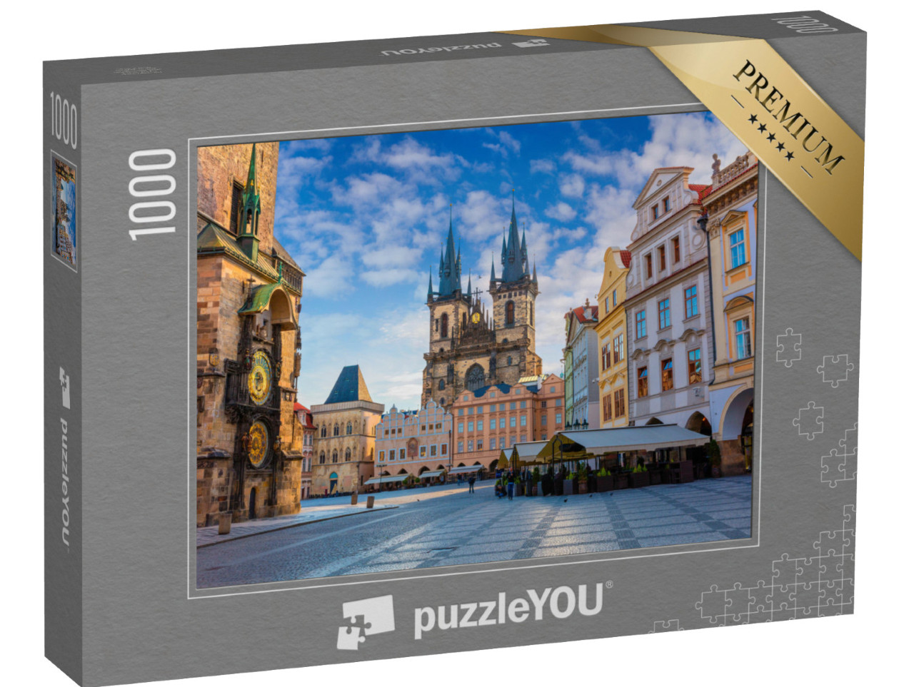 puzzle 1000 dílků „Jarní ráno: Staroměstské náměstí s Týnským chrámem, Praha, Česká republika“