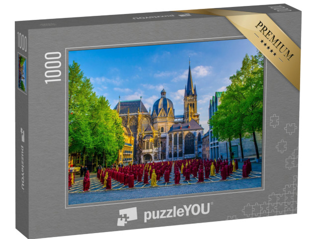 puzzle 1000 dílků „Můj Karl: Výstava v Cáchách před katedrálou“