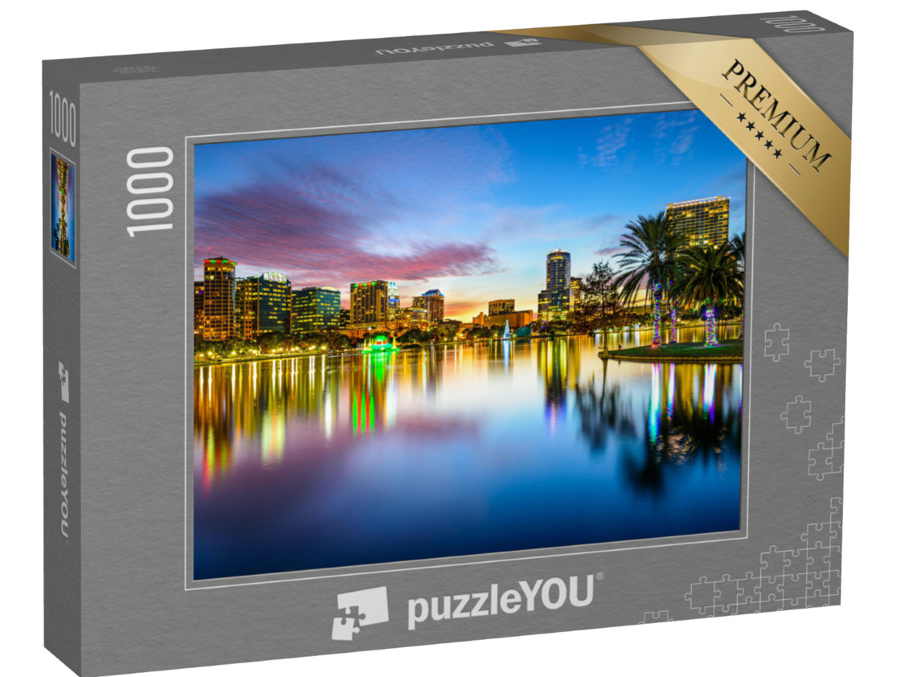 puzzle 1000 dílků „Pohled na Orlando s jezerem Eola na Floridě, USA“