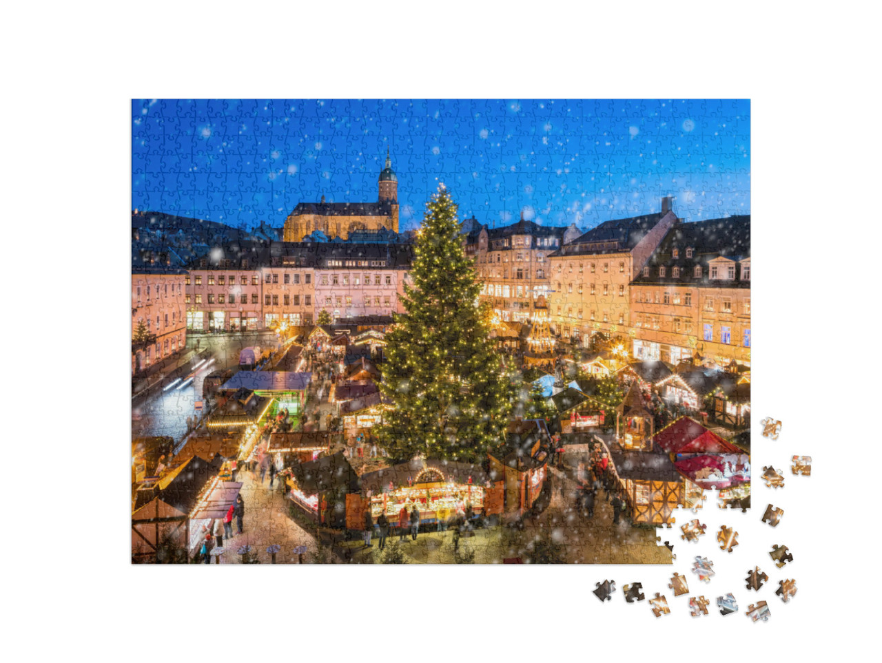 puzzle 1000 dílků „Vánoční trh v Annaberg-Buchholz v Krušných horách, Sasko“