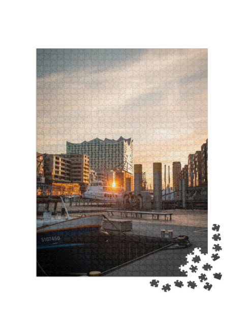 puzzle 1000 dílků „Elbphilharmonie ve světle západu slunce, Hamburk“