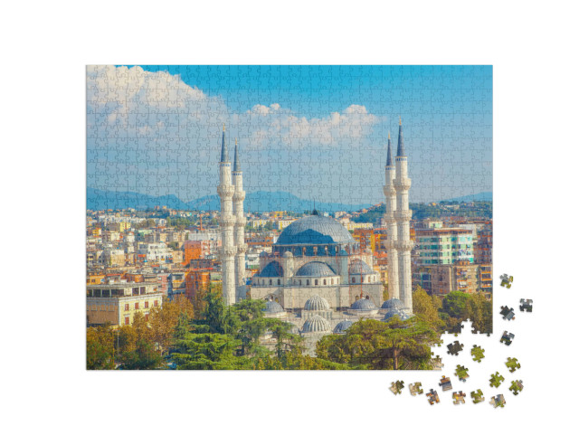 puzzle 1000 dílků „Tirana s největší mešitou v Albánii“