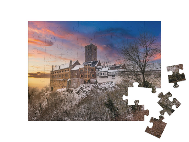 puzzle 48 dílků „Hrad Wartburg, památka světového dědictví UNESCO v Durynském lese“
