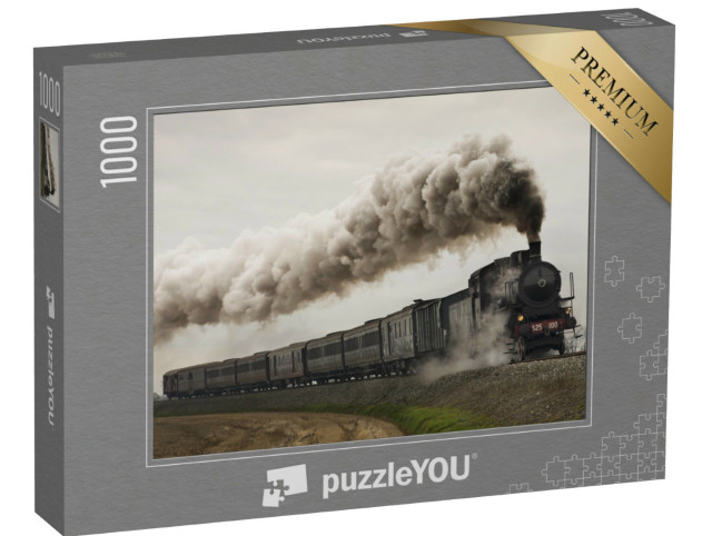 puzzle 1000 dílků „Starý černý parní vlak“
