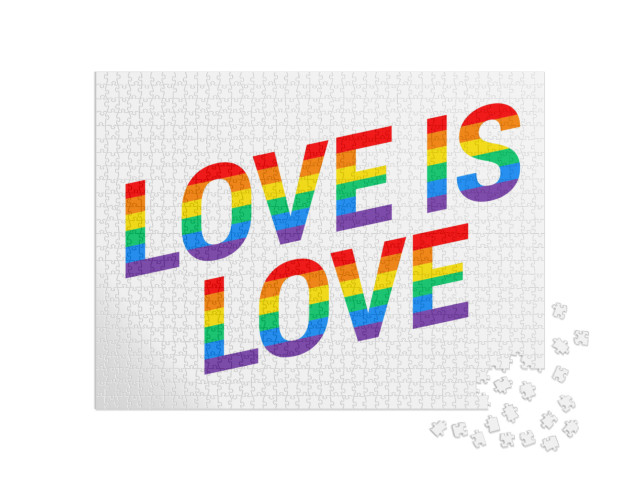 puzzle 1000 dílků „Pride Láska je láska duhový text diagonální izolované“