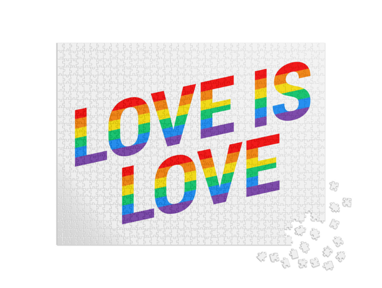 puzzle 1000 dílků „Pride Láska je láska duhový text diagonální izolované“