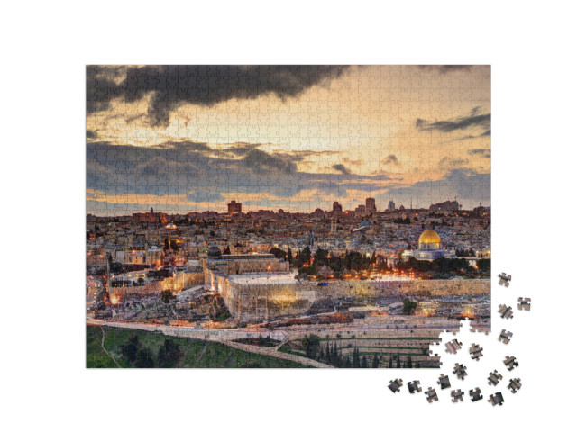 puzzle 1000 dílků „Jeruzalém: Klidná večerní atmosféra nad Starým městem“
