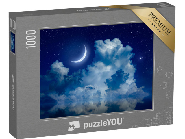 puzzle 1000 dílků „Půlměsíc na hvězdné noční obloze nad mořem“