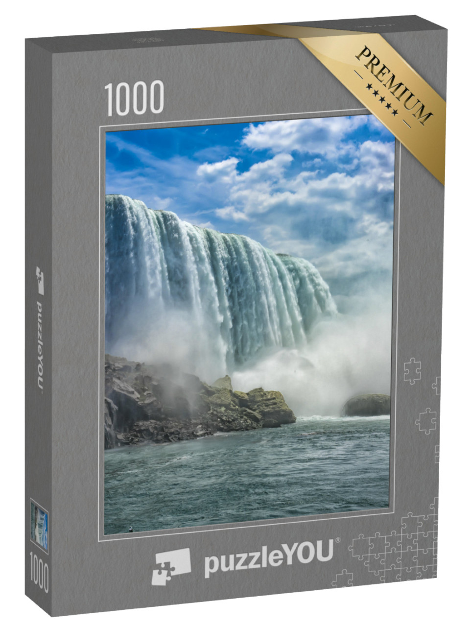 puzzle 1000 dílků „Niagarské vodopády pod zataženou oblohou“