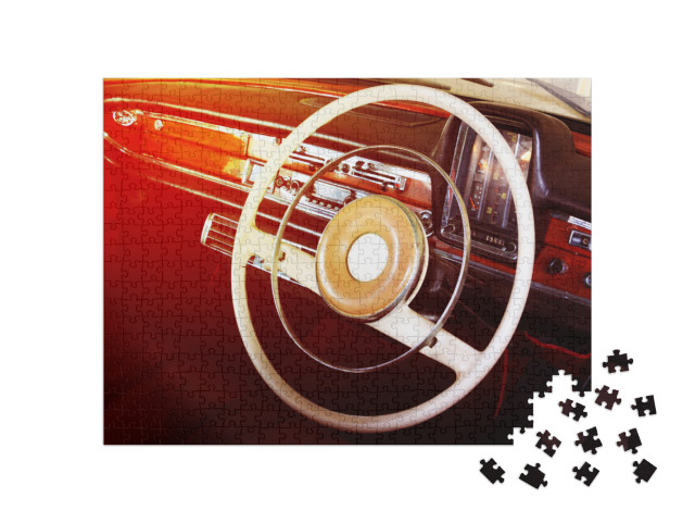 puzzle 500 dílků „Detail volantu klasického automobilu“
