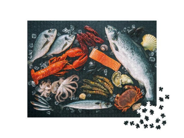 puzzle 1000 dílků „Čerstvé ryby a mořské plody“