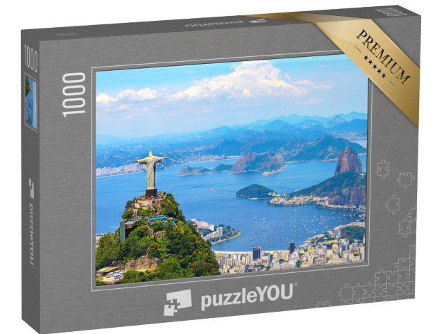 puzzle 1000 dílků „Letecký pohled na Rio de Janeiro s katedrálou Cristo Redentor, Brazílie“