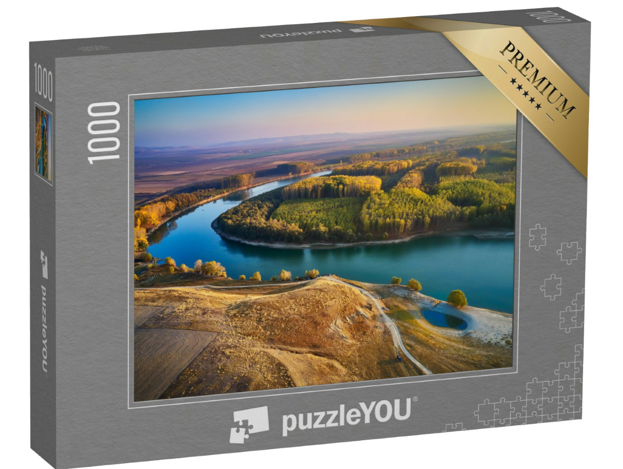 puzzle 1000 dílků „Letecký pohled na břehy Dunaje, Dobrogea, Rumunsko“