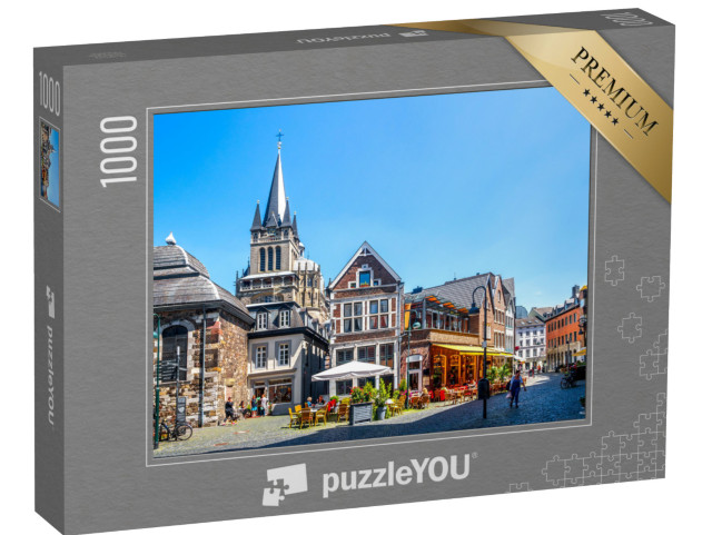 puzzle 1000 dílků „Ulice v Cáchách s výhledem na katedrálu, Německo“