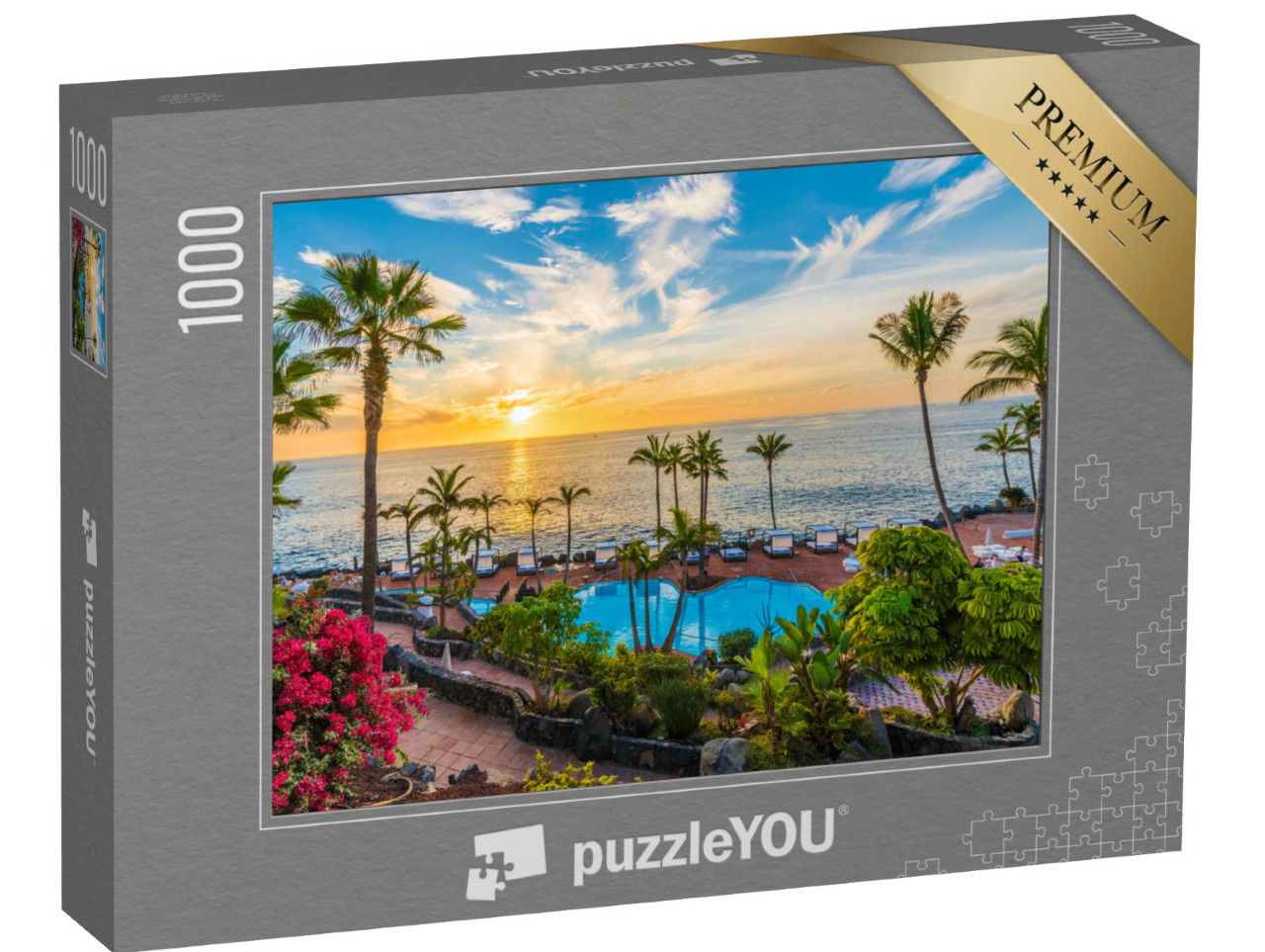 puzzle 1000 dílků „Západ slunce na pobřeží Adeje, Tenerife, Španělsko“