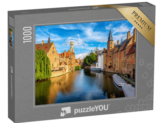 puzzle 1000 dílků „Kanál Rozenhoedkaai, památka světového dědictví UNESCO v historickém centru Brugg, Belgie“