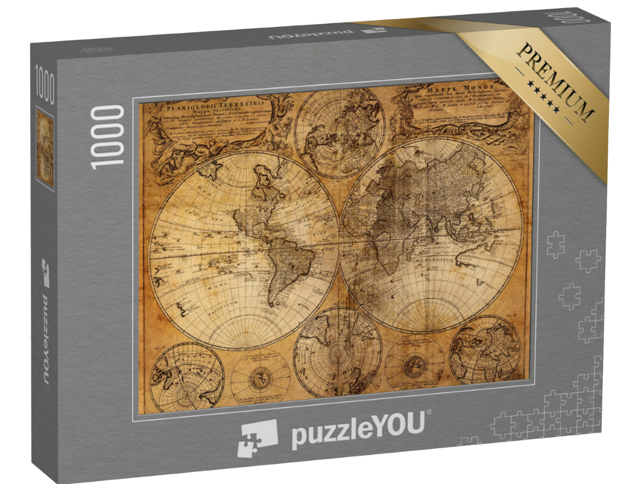 puzzle 1000 dílků „Stará mapa světa z roku 1746“