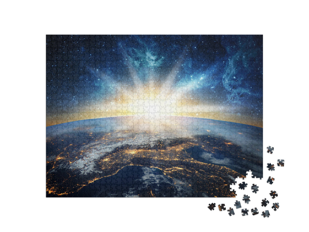 puzzle 1000 dílků „Země a galaxie, prvky poskytla NASA“