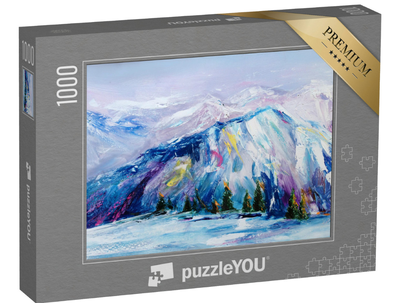 puzzle 1000 dílků „Olej na plátně: Hory na sněhu“