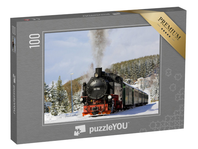 puzzle 100 dílků „Parní vlak železnice Fichtelberg u Oberwiesenthalu, Německo“