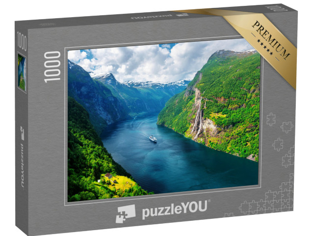 puzzle 1000 dílků „Sunnylvsfjord a slavné vodopády Sedm sester, Norsko“