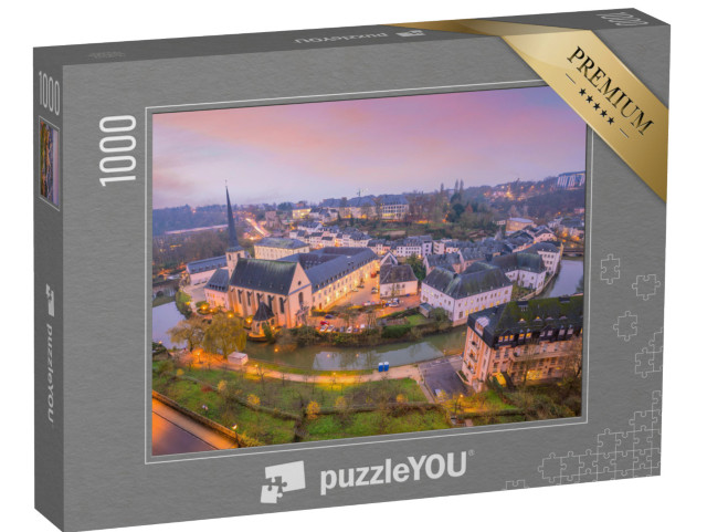 puzzle 1000 dílků „Panorama historického centra Lucemburku, pohled ze vzduchu“