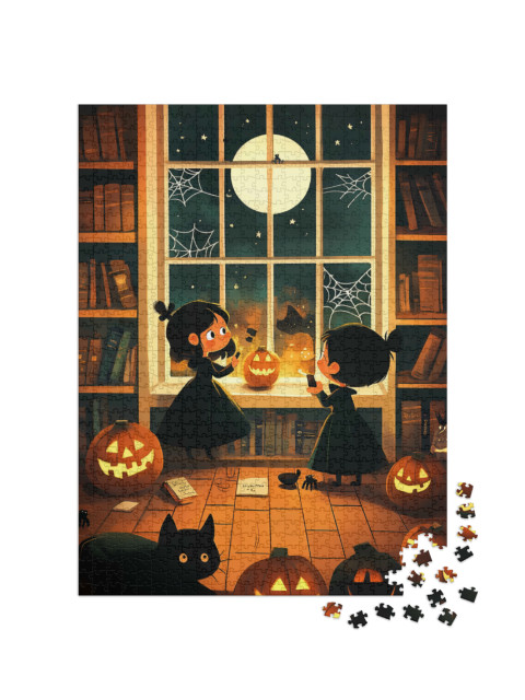 puzzle 1000 dílků „Sestry slaví Halloween“