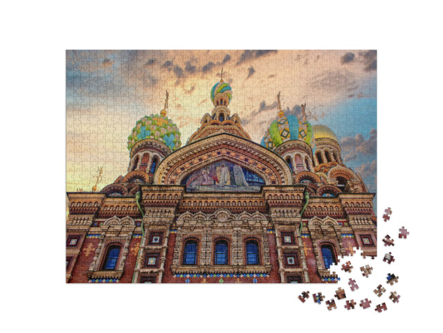 puzzle 1000 dílků „Průčelí chrámu Spasitele, Petrohrad, Rusko“