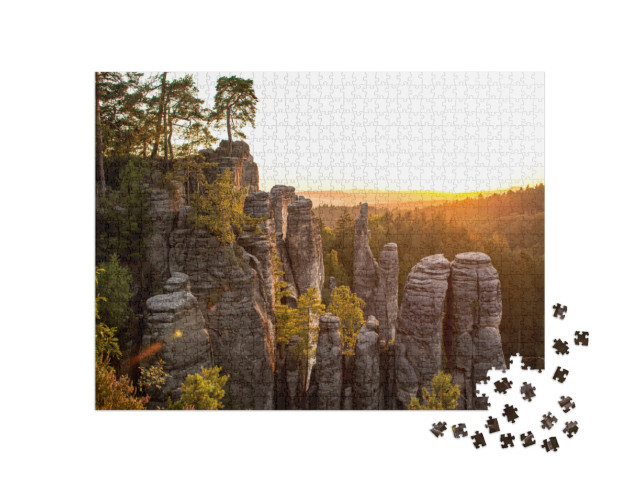 puzzle 1000 dílků „Západ slunce Prachovské skály, Český ráj, Česká republika“
