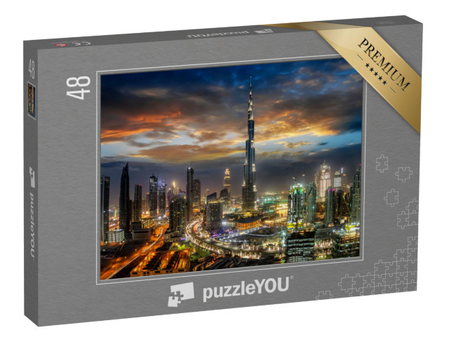 puzzle 48 dílků „Dubajská obchodní zátoka v noci“