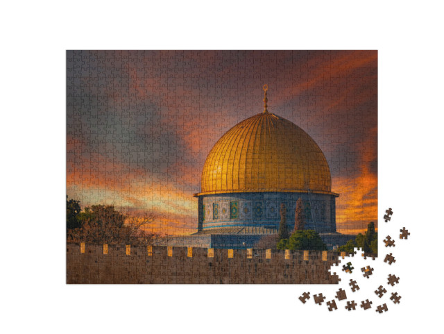 puzzle 1000 dílků „Skalní dóm ve večerním světle, Jeruzalém, Izrael“