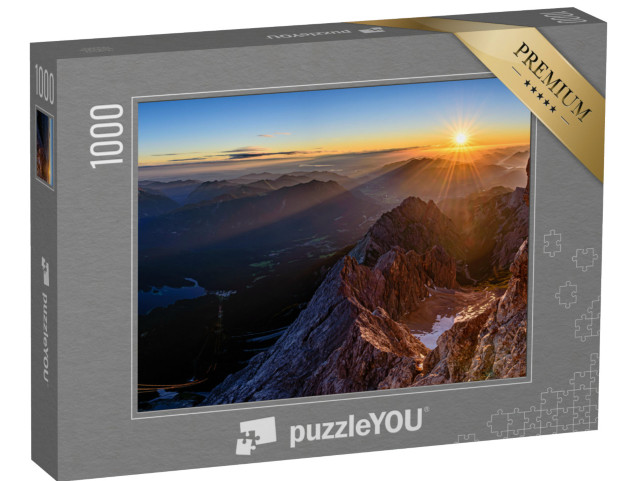 puzzle 1000 dílků „Krásný východ slunce na Zugspitze, Německo“