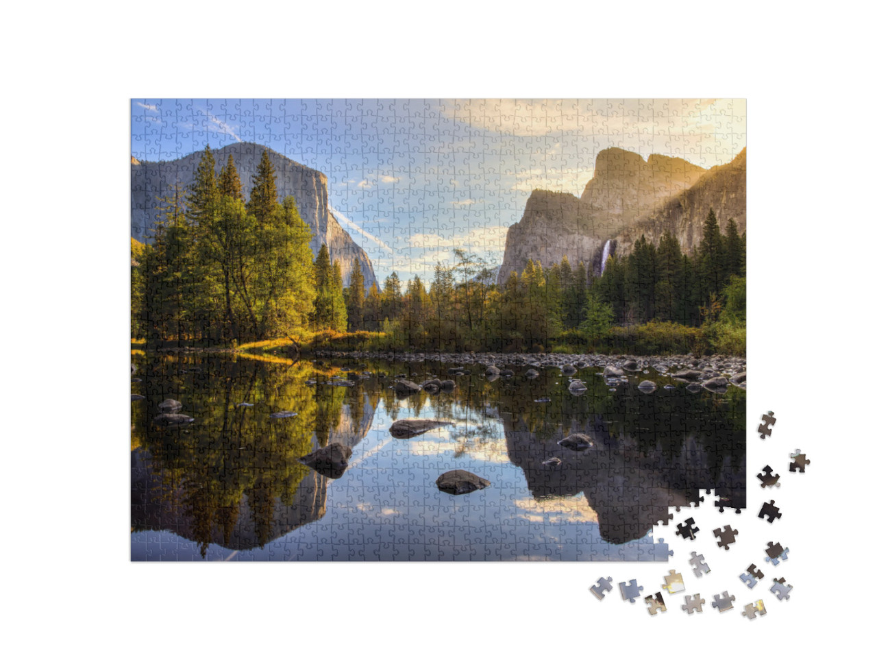 puzzle 1000 dílků „Východ slunce v Yosemitském údolí, Yosemitský národní park, Kalifornie“